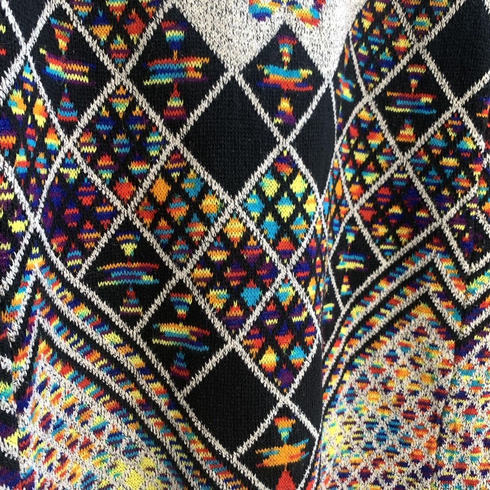 Boho Aztec Hooded Cardigan Sweater Open Front Long Knit Multicolor Size M - Picture 12 of 14